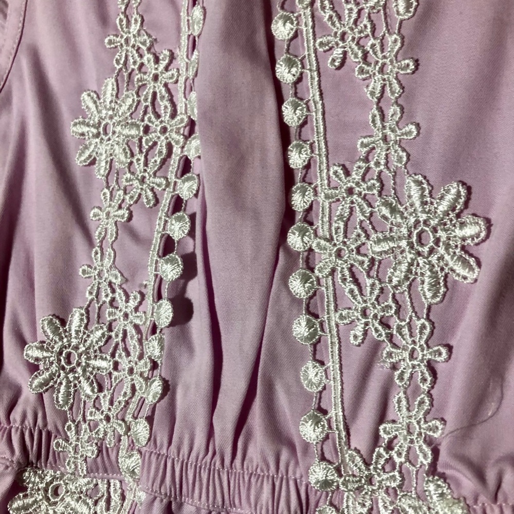 Calvin Klein girls lavender embroidered romper - Picture 3 of 6